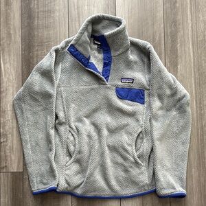 Patagonia Gray and Blue Zip Up Sweater